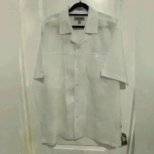 NWOT Stacey Adam white cuff link shirt preppy linen